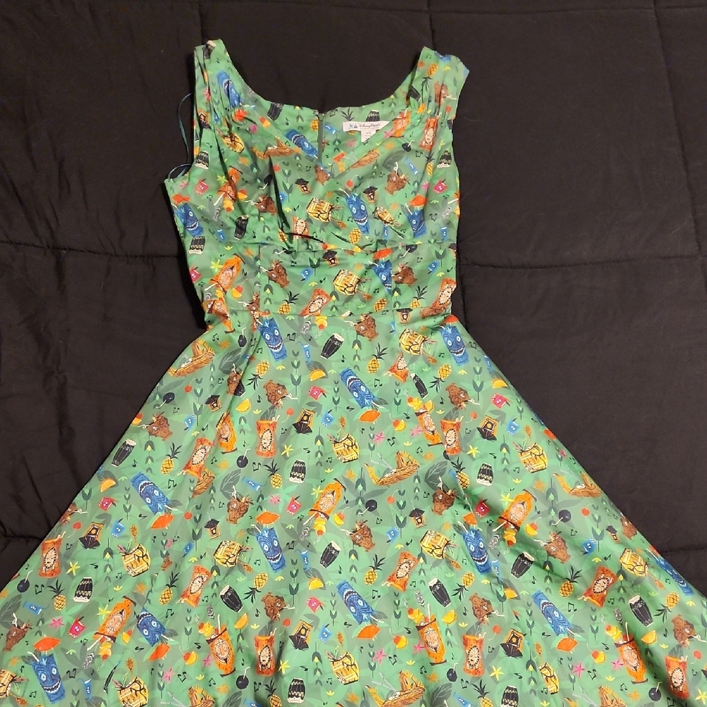 Disney Green Dress with Colorful Character Print